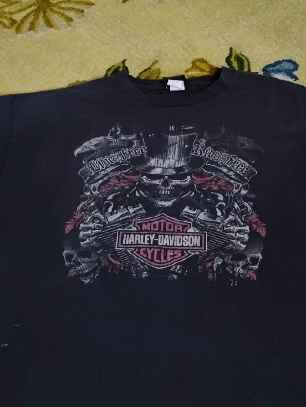 Men's Black Vintage XL Harley Davidson Hollywood Skull Biker Shirt California